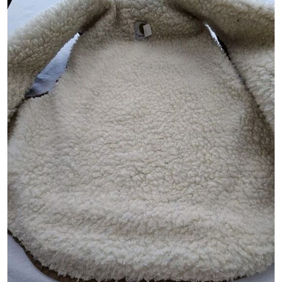 Carhartt Vest Men Large Duck Sherpa Lined Denim Work Zip Made USA Vintage Tan - Picture 5 of 9